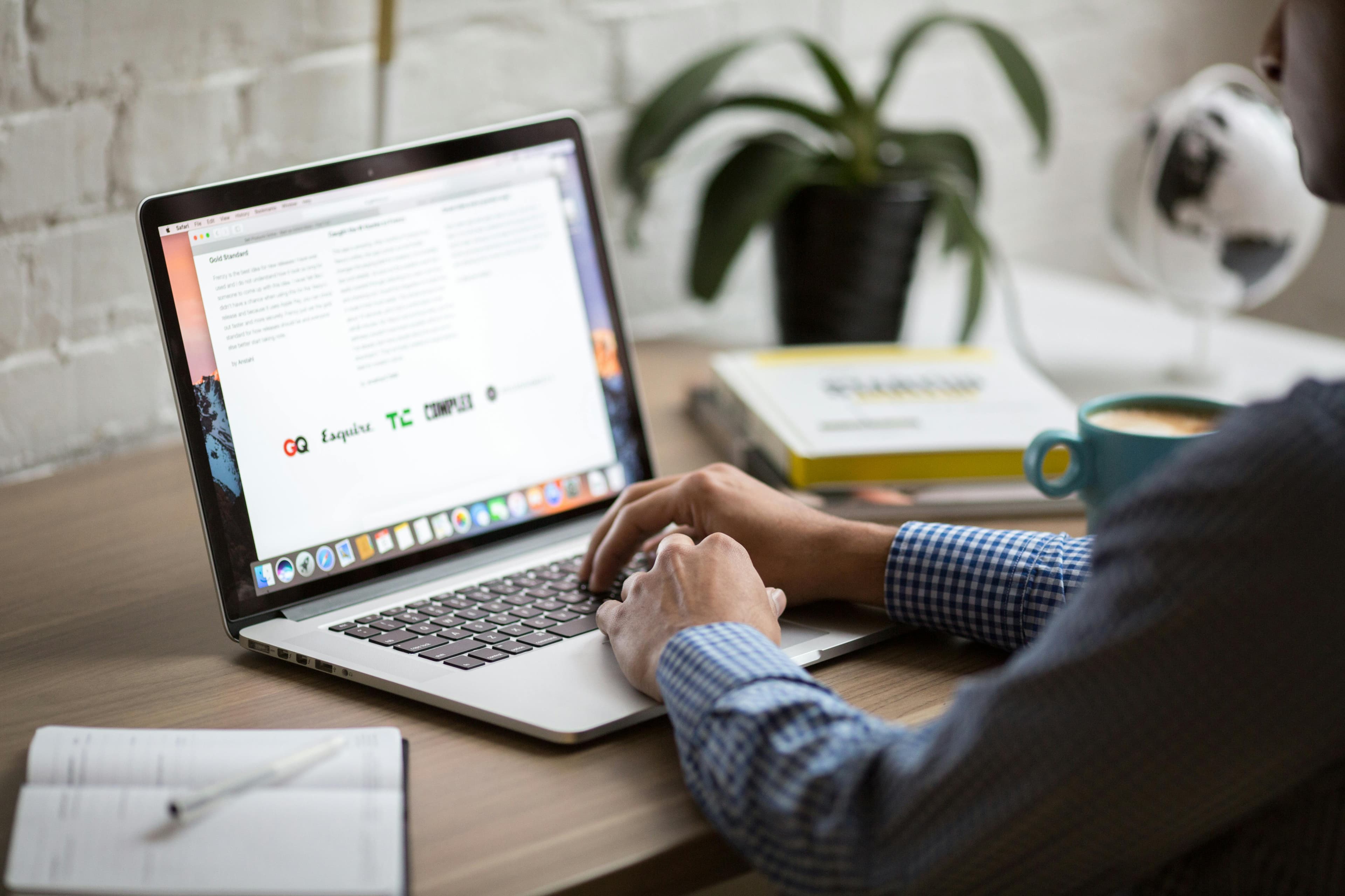 Freelancer working on laptop